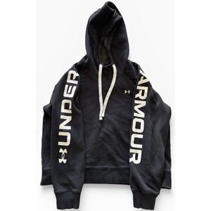 Under Armour Black Pullover Hoodie, Hooded, Logo, men's Size L